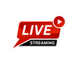 live streaming icon. sticker banner for broadcasting, livestream or online stream.