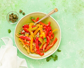 Canvas Print - Baked bell peppers with capers