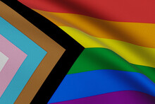 Progress LGBTQ Pride Flag. Flags For Good Waving On The Wind