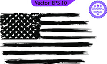 USA Flag - Distressed American Flag With Splash Elements, Eps 10, Patriot Flag, Military Flag, American Flag. Only Commercial Use