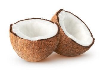 Wall Mural - Isolated coconut. Cutout of whole coconut isolated on white background, with clipping path