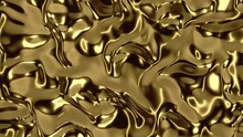 Liquid Gold. A Video Background Of A Simulation Of A Liquid Or Silk Fabric With A Beautiful Rich Gold Sheen. The Possibility Of Looping.