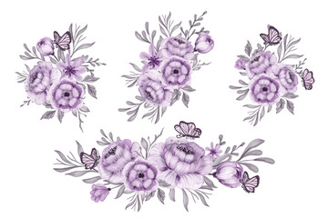 Canvas Print - flower arrangement and bouquet of beautiful flower purple