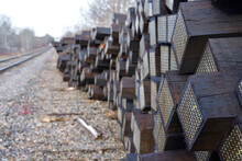 Stack Of Railroad Ties Waiting For Installation