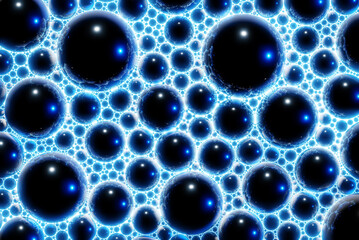 Fototapete - Abstract background consisting of multiple bubbles or spheres made of metal, water, liquid or Dark matter in space or multiverse