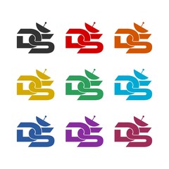 Creative abstract letter DS logo design color set