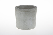 Homemade Round Diy Concrete Planter Pot For Home Decoration In White Background