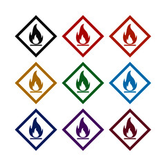 Sticker - Flammable sign icon isolated on white background