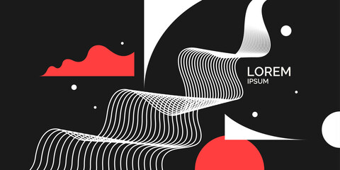 Poster - poster with dynamic waves. vector illustration in minimal style. abstract background.