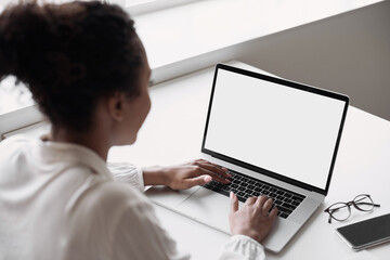 young woman using laptop computer at home. business woman working in office. freelance, student life