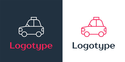 Poster - Logotype line Pet car taxi icon isolated on white background. Logo design template element. Vector