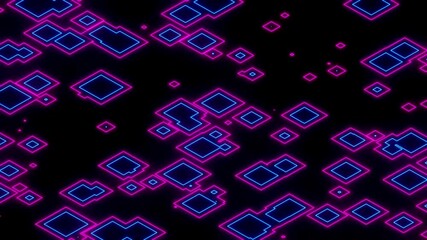 Wall Mural - 4k video animation of abstract pink and blue color square shape-changing into random shapes seamless