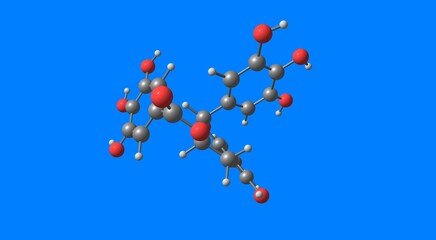 Poster - Epigallocatechin gallate molecular structure isolated on blue