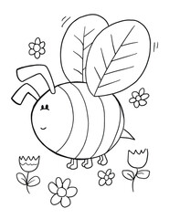 Aufkleber - Bee Bug Coloring Book Page Vector Illustration Art