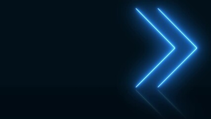 Poster - Abstract animation in 4K of graphic elements - movement of bright blue angle shapes on reflective floor against black background - endless loop