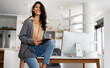 © NDABCREATIVITY - Attractive business woman working on computer. Business technology people concept.