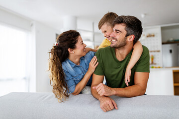 Happy family spending time together, having fun at home