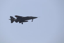 New Delhi, Delhi India- April 07 2021: Supersonic Fighter Jet Plane Flying In The Clear Sky With The Pointed Nose And Missiles. Rafale And Sukhoi Are Top Indian Air Force Armor.