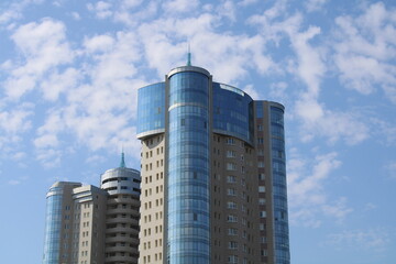 skyscraper building against the blue sky