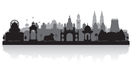 Wall Mural - Mysore India city skyline silhouette