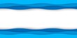 © SpicyTruffel - Origami blue water waves. 3D paper cut design. Blank frame with copy space. Wavy borders. Horizontal abstract banner template. Color gradient and shadow effect. Vector marine style mockup
