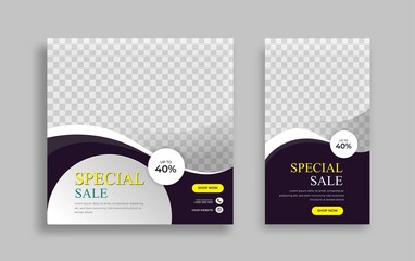 Wall Mural - modern social media banner template can be edited. anyone can use this design easily. promotional we