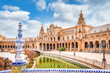Spain Square in Seville, Spain. A great example of Iberian Renaissance architecture during a summer day with blue sky