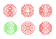 Set of Stencil Chinese octagon window frame vector