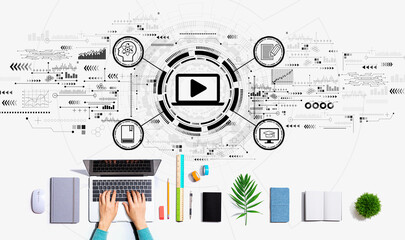 Aufkleber - Webinar concept with person using a laptop