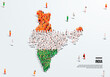 © Sudarsan Thobias - India Map and Flag. A large group of people in Indian flag color form to create the map. Vector Illustration.