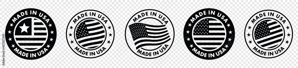 set of made in the usa labels,  made in the usa logo, usa flag , american product emblem, Vector illustration. - obrazy, fototapety, plakaty 