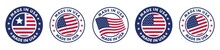 Made In The Usa Labels Set,  Made In The Usa Logo, Usa Flag , American Product Emblem, Vector Illustration.