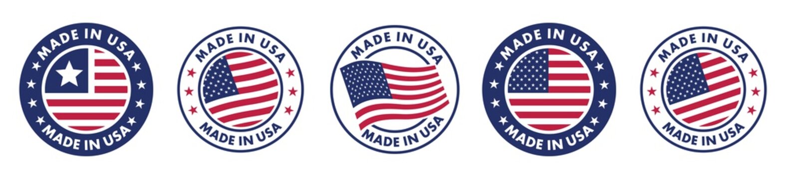 made in the usa labels set, made in the usa logo, usa flag , american product emblem, vector illustr