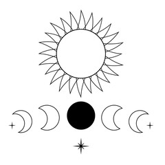 Sticker - sun, moon and crescent icons