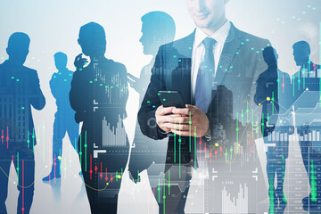 Poster - Group of business people has a conversation about currency tradi