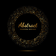 Poster - circle gold dot frame. luxury circular border with effect halftone. elegant sphere boarder. modern g