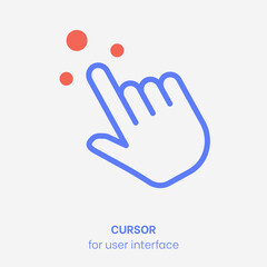Poster - cursor vector set. ui element for navigation. blue computer pointer with red shapes. ui cursor vecto