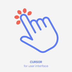 Poster - cursor vector set. ui element for navigation. blue computer pointer with red shapes. ui cursor vecto