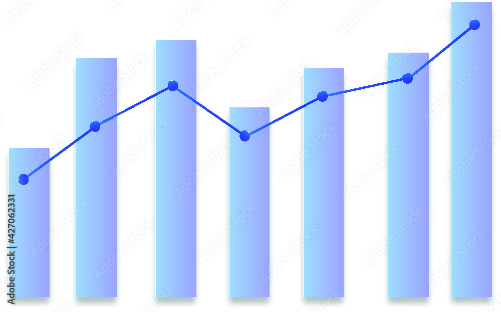 Blue financial chart with uptrend line graph. Business theme. Economics ...