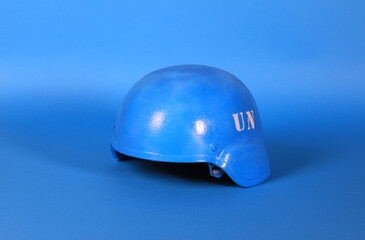 un blue helmet on blue background