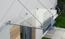 Glass Canopy Over The Front Door, 3d Illustration