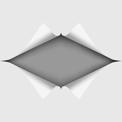 Wall Mural - A elongated hole cut into a white piece of paper. Dark gray background under it. Vector illustration.