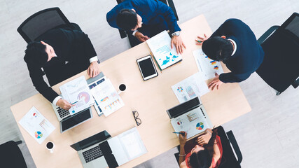 Poster - business people group meeting shot from top view in office . profession businesswomen, businessmen a
