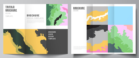 Poster - Vector layouts of covers design templates for trifold brochure, flyer layout, magazine, book design, brochure cover. Japanese pattern template. Landscape background decoration in Asian style.