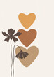 Botanical flower heart print boho minimalist wall art