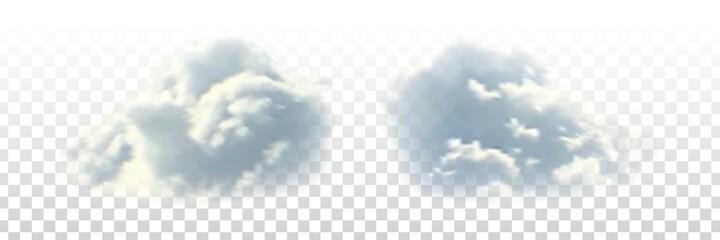 Wall Mural - Vector set of realistic isolated cloud for template decoration and covering on the transparent background. Concept of storm and cloudscape.