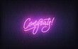 Congrats neon sign. Glowing neon lettering Congratulations template