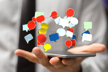 speech bubbles, communication concept 3d