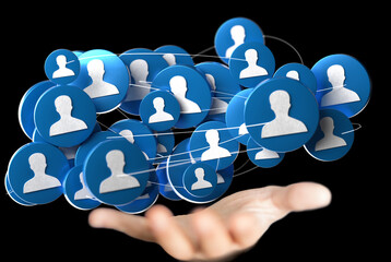 videoconference group of people talking in social network.abstract technology group and data