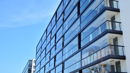 Modern European residential apartment buildings quarter. Abstract architecture, fragment of modern urban geometry.